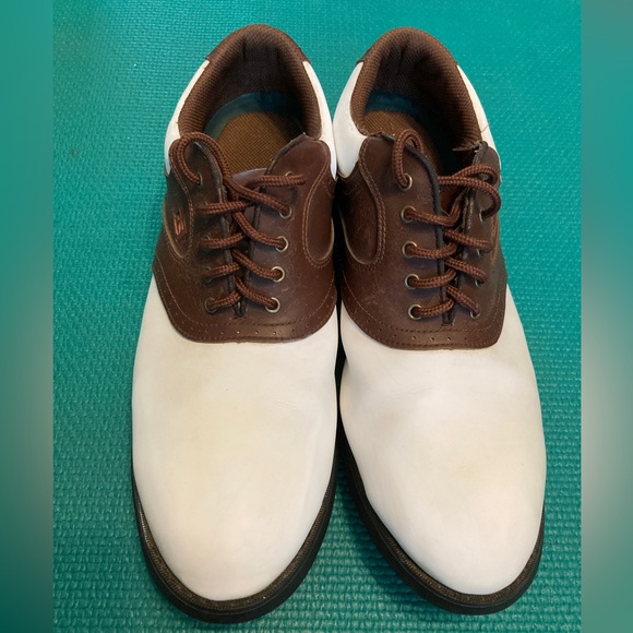 Pro Select 1805 Men's Brown and White Saddle Spikeless Golf Shoes - Picture 3 of 12